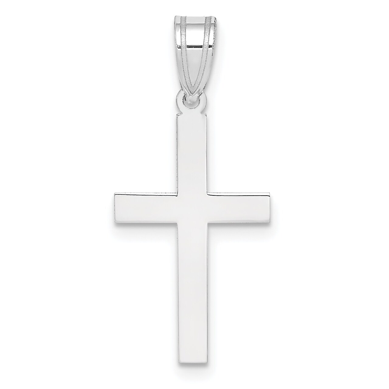 14K White Gold Cross Pendant Charm Jewelry Religious 26mm x 11mm